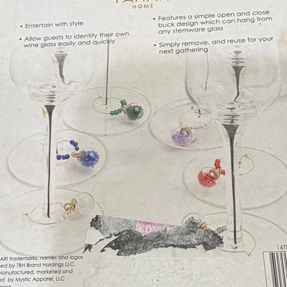 Tahari Home 6-Piece Wine Glass Charm Set - Multicolor